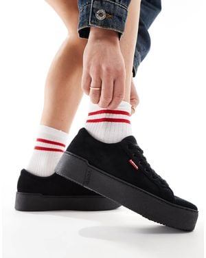 Levi's Tijuana – plateau-sneaker aus em velours mit roter logolasche - Schwarz