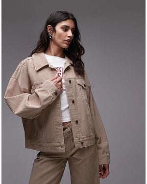TOPSHOP – voluminöse jeansjacke - Braun