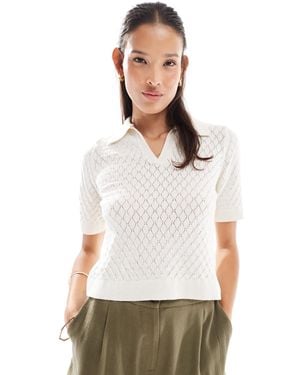 ONLY Open Knit Polo - White