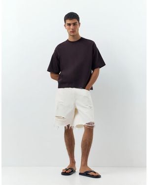 Pull&Bear Straight-leg Denim Bermuda Shorts - Blue