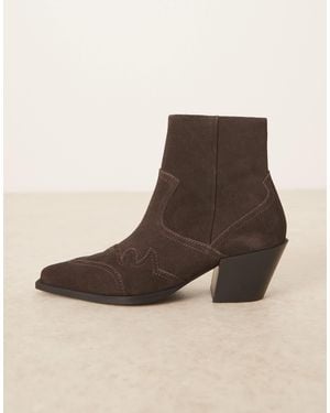ASOS Cuban Heeled Boots - Natural