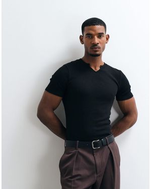 ASOS Muskelshirt mit schlitz-ausschnitt - Schwarz
