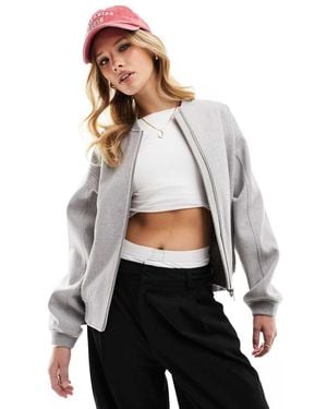 New Look Wool Bomber Jacket - Grey