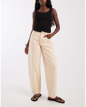 Pieces High Waist Barrel Leg Jeans - Natural