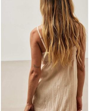 NA-KD Crinkle Lace Detail Maxi Dress - Brown