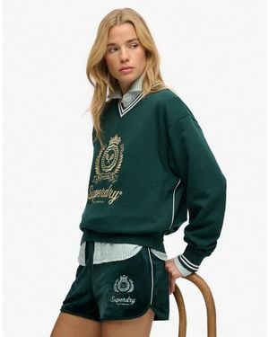 Superdry Country Club Loose V-Neck Sweatshirt - Green