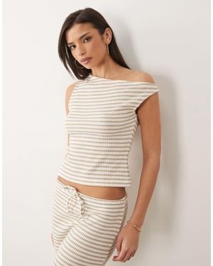 ASOS Textured Off Shoulder Top Co-Ord - Natural