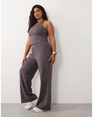 4505 Curve Icon High Waist Wide Leg Dance Pants - Gray