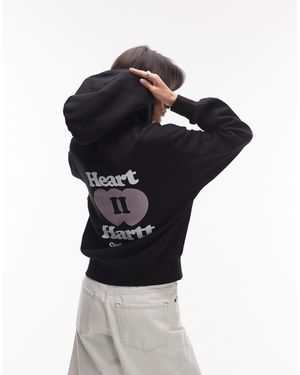 Carhartt Heart Ii Hartt Motif Back Zip Through Hoodie - Black