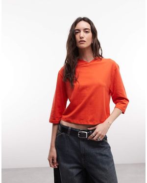 Reclaimed Vintage High V Neck Sleeve - Red