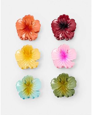 Pull&Bear 6-Pack Of Flower Fur Clips - Pink