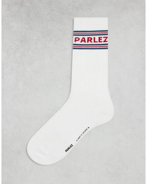 Parlez Intarsia Logo Socks - White