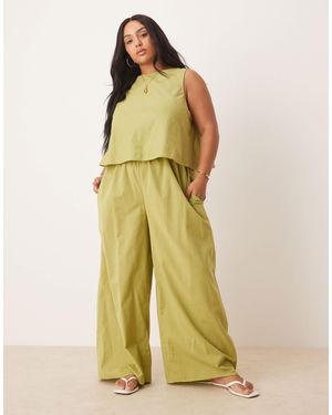 ASOS Asos Design Curve Double Layer Jumpsuit With Open Back - Yellow