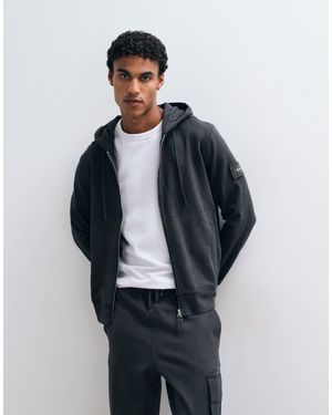 Calvin Klein Sweat à capuche zippé avec badge - Bleu