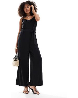 ONLY Mono Largo Con Lazada En La Cintura Y Detalle De Volantes De - Negro