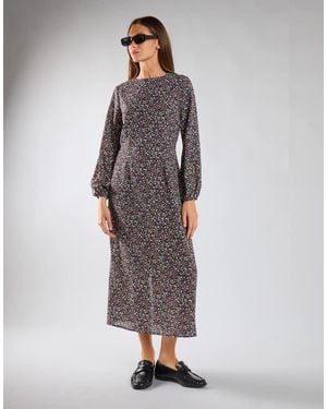 Glamorous Long Sleeve Mixi Dress - Grey