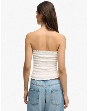 Superdry Smocked Jersey Bandeau - Blue