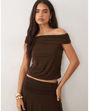 Mango Pini Off The Shoulder Top Co-ord - Brown