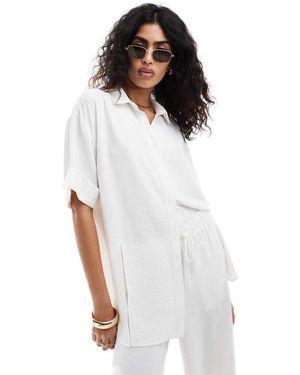 The Frolic Vanora Relaxed Split Detail Beach Shirt Co-ord - White