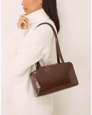 ASOS Asos Design Patent Boxy Shoulder Bag - Natural