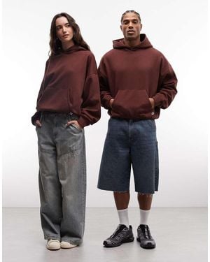 Collusion Felpa Squadrata Oversize Con Cappuccio - Marrone
