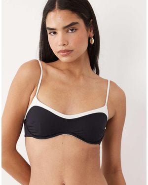 Tala Contrast Underwired Bikini Top - Black