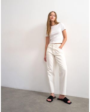 TOPSHOP Orson Mid Rise Comfort Straight Jean - White