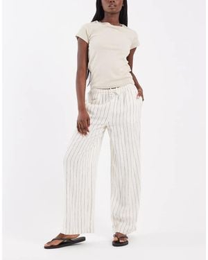 River Island Pantalones A Rayas De Pernera Ancha De Tejido Efecto Lino-Neutro
