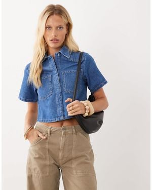 ASOS Denim Crop Shirt - Blue