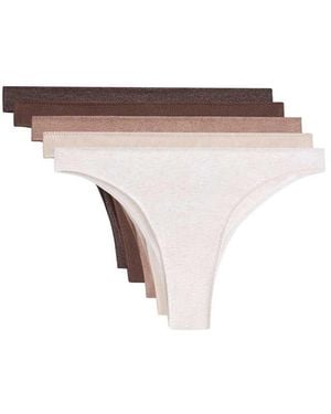Oysho 5 Cotton Blend Brazilian Briefs - White
