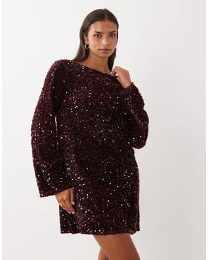 Pieces – pailletten-minikleid - Rot