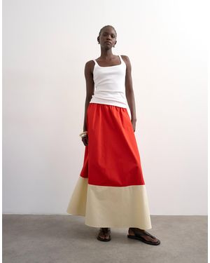 TOPSHOP – maxi-tellerrock im blockfarbendesign - Rot