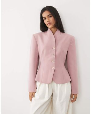 Miss Selfridge Americana Corta Sin Solapas - Rosa