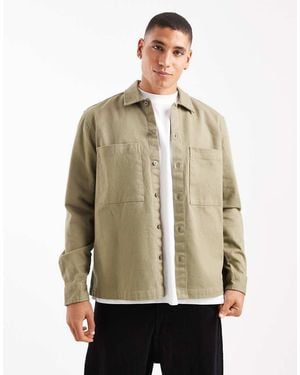 New Look Heavyweight Twill Overshirt - Natural