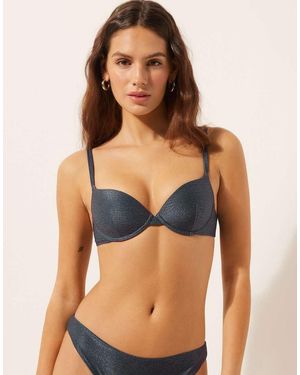 Calzedonia Push-Up Bikini Top Glowing Python - Blue