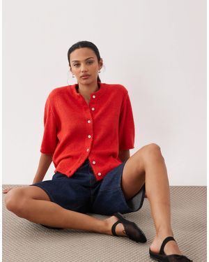 ASOS – leichte, kurzärmlige relaxed-fit-strickjacke - Rot