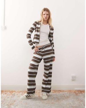 Collusion Ruimvallende Gestreepte Broek, Deel Van Co-Ord Set - Naturel