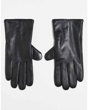 Mango Leather Gloves - Black