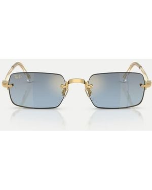 Ray-Ban Rb3928 By A$Ap Rocky Occhiali Da Sole Rettangolari Con Lenti Specchiate Blu