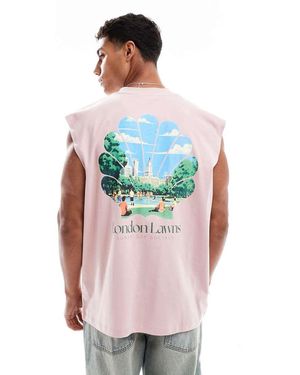 ASOS Top Senza Maniche Oversize Con Grafica - Grigio