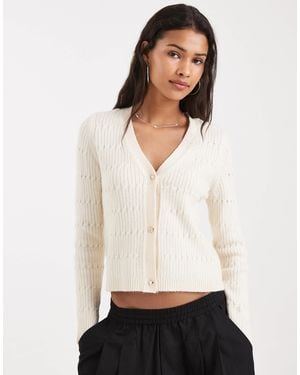 ONLY Gilet en maille à col en v - crème - Blanc