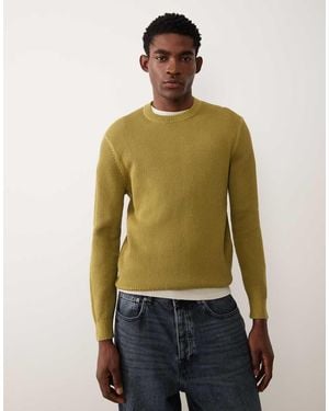 Mango Waffle Knit Crew Neck Jumper - Green