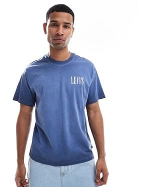Levi's Distressed Serif Logo Oil Wash Relaxed Fit T-shirt - Blue