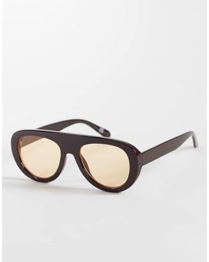 Reclaimed Vintage Aviator Sunglasses With Lens - Natural