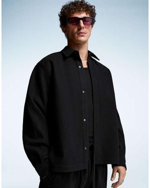 Bershka Camicia Giacca Squadrata - Nero