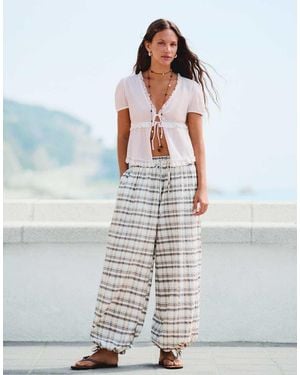 Bershka Checked Sarouel Trousers - Grey