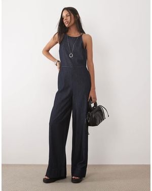 Mango 100% Cotton Denim Jumpsuit - Blue