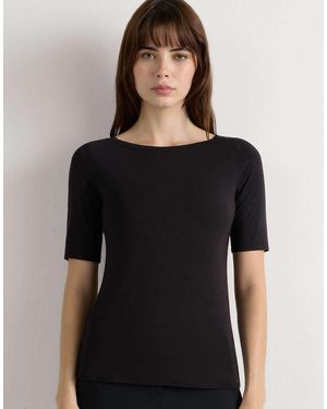 Intimissimi Boat-Neck Fresh Bamboo Top - Black