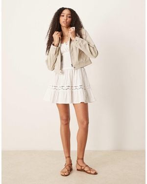 Gina Tricot Faux Suede Short Jacket - Natural
