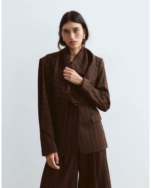 ARRANGE Drape Scarf Neck Blazer Co-ord - Brown